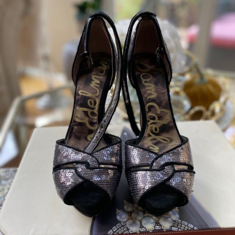 Sam Edelman Paisley Sequin Ankle-Wrap Sandal. Size 7. - Picture 8 of 10